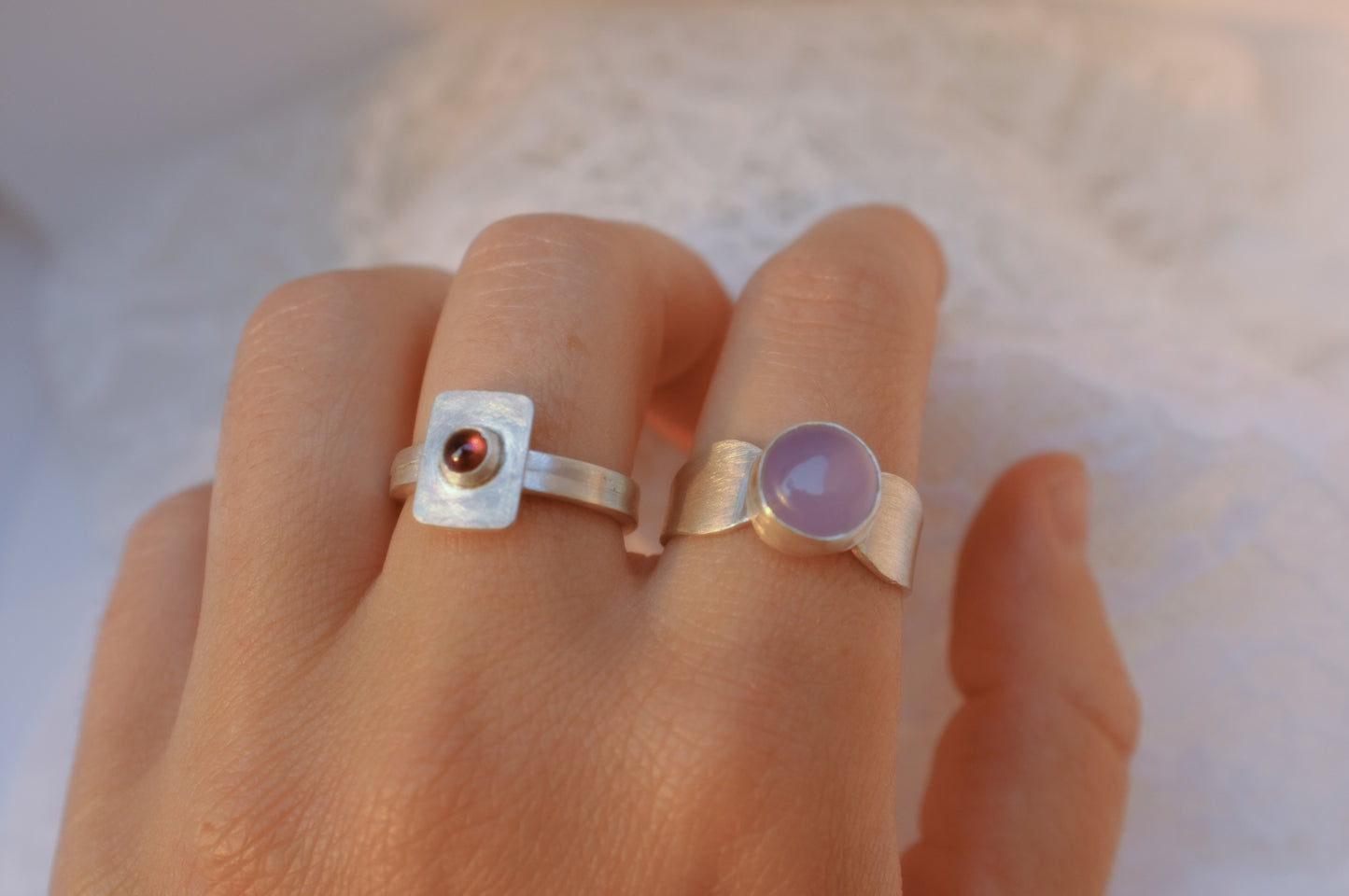 Purple Chalcedony Band Ring